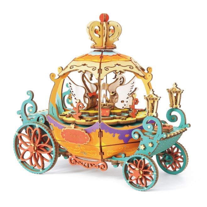 Mô hình gỗ lắp ráp 3D DIY Pumpkin Carriage Music Box (Hộp Nhạc Xe Bí Ngô) (Mixed Color) - Robotime  AM41 - WP005