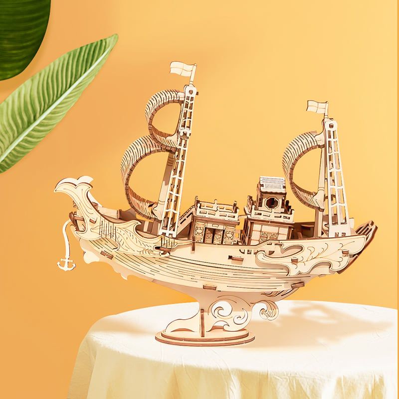 Mô hình gỗ lắp ráp 3D Japanese Diplomatic Ship (Tàu Ngoại Giao Nhật Bản) (Wood Color) Robotime TG307 - WP140-1