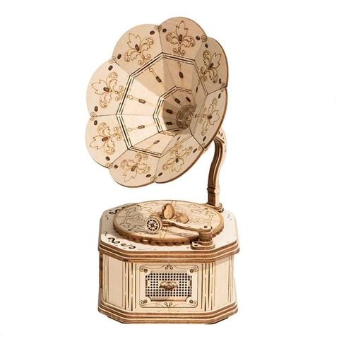 Mô hình gỗ lắp ráp 3D Gramophone (Máy Hát Cổ Điển) (Wood Color) - Robotime TG408 - WP060