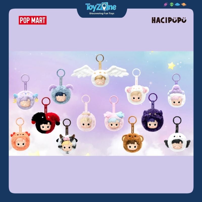 Mô hình Blind box Móc khoá Gấu bông HACIPUPU The Constellation ( 12 Cung Hoàng Đạo ) POP MART