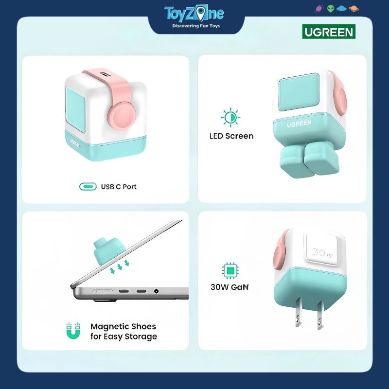 Củ Sạc Nhanh Nexode Robot 30W USB-C PD GaN Fast Charger UGREEN