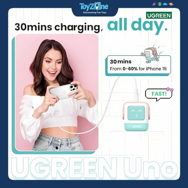 Củ Sạc Nhanh Nexode Robot 30W USB-C PD GaN Fast Charger UGREEN