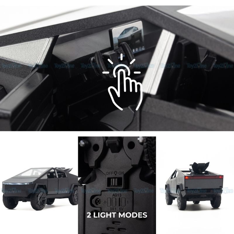 Mô hình xe Tesla Cyber Truck with motorbike 1:24 Chezhi