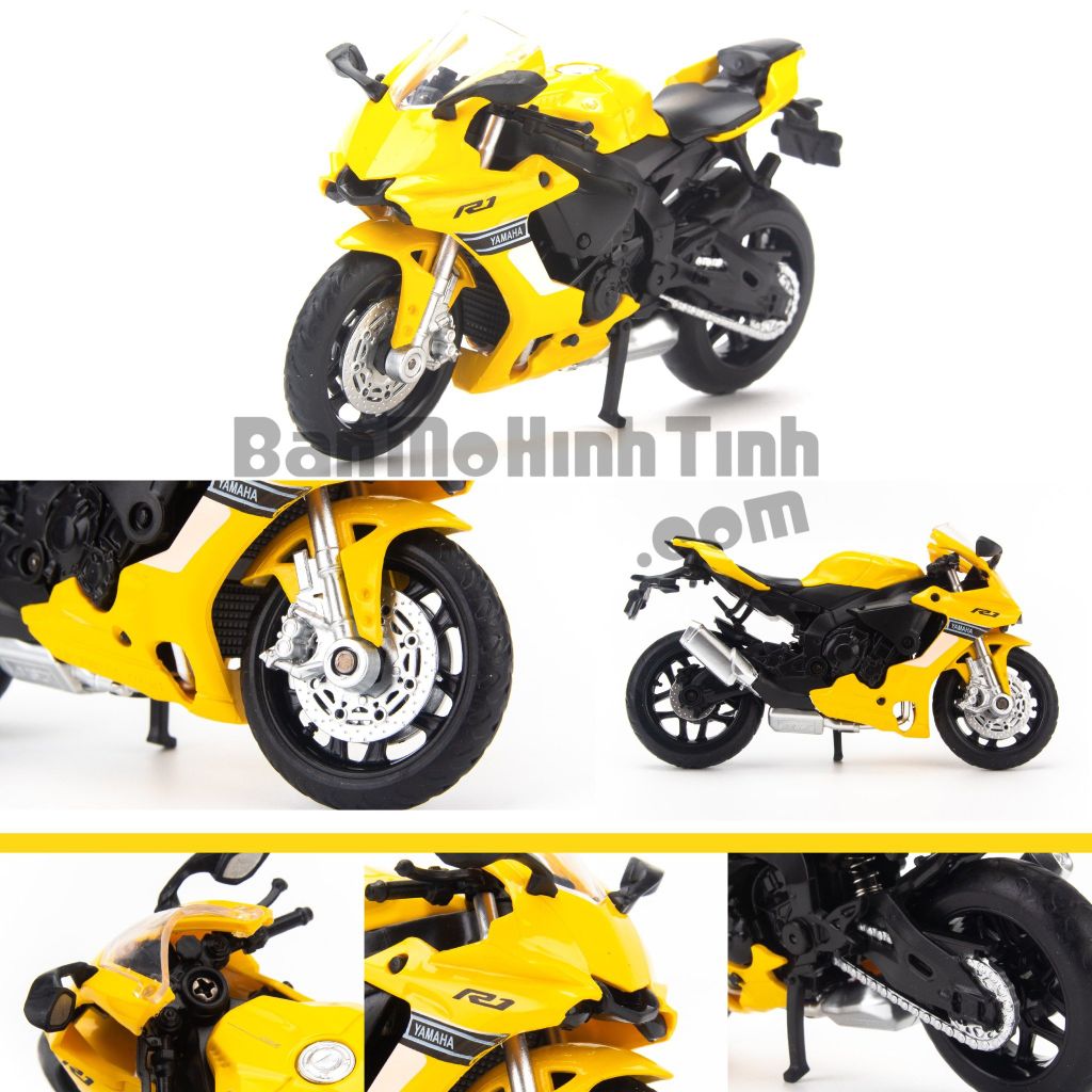 Mô hình xe mô tô Yamaha YZF-R1 2018 1:18 Caipo Yellow (3)