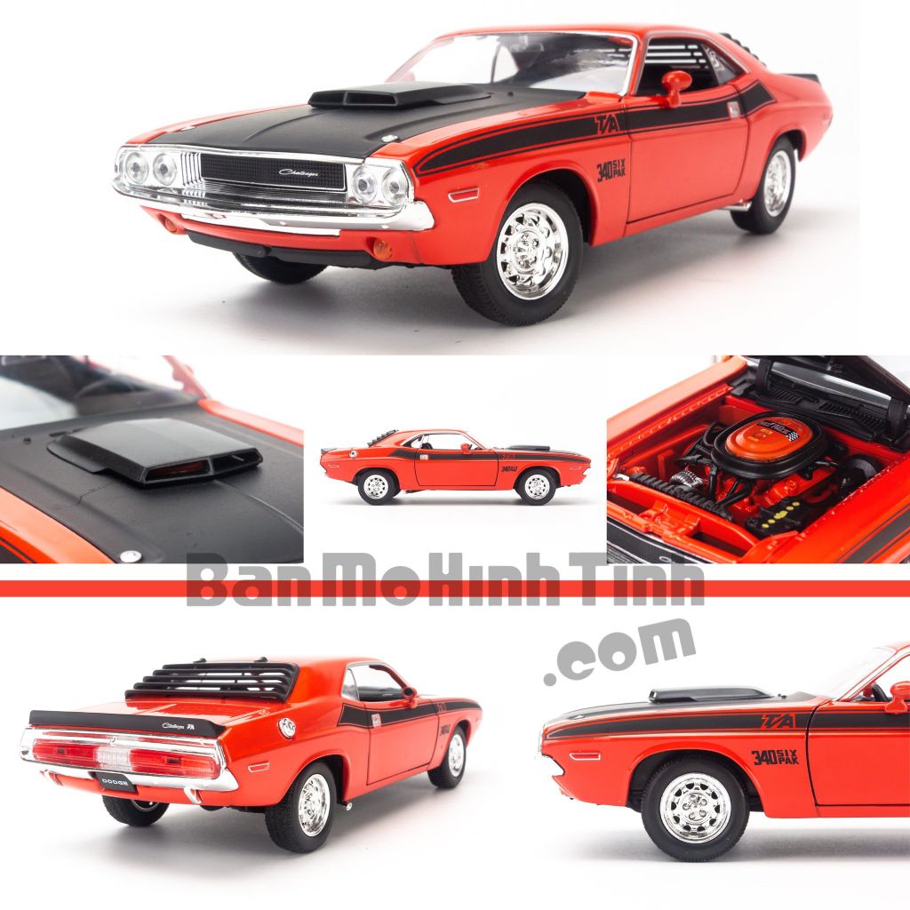 Mô hình xe Dodge Challenger 1970 T/A 1:24 Welly Orange (3)