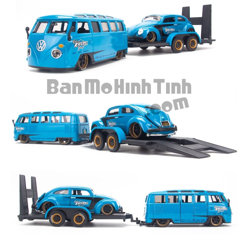 Mô hình xe Design Elite Transport - VW Van + Beetle 1:24 Maisto Blue (3)