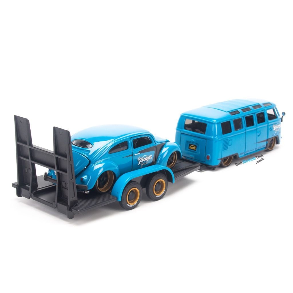 Mô hình xe Design Elite Transport - VW Van + Beetle 1:24 Maisto Blue (2)
