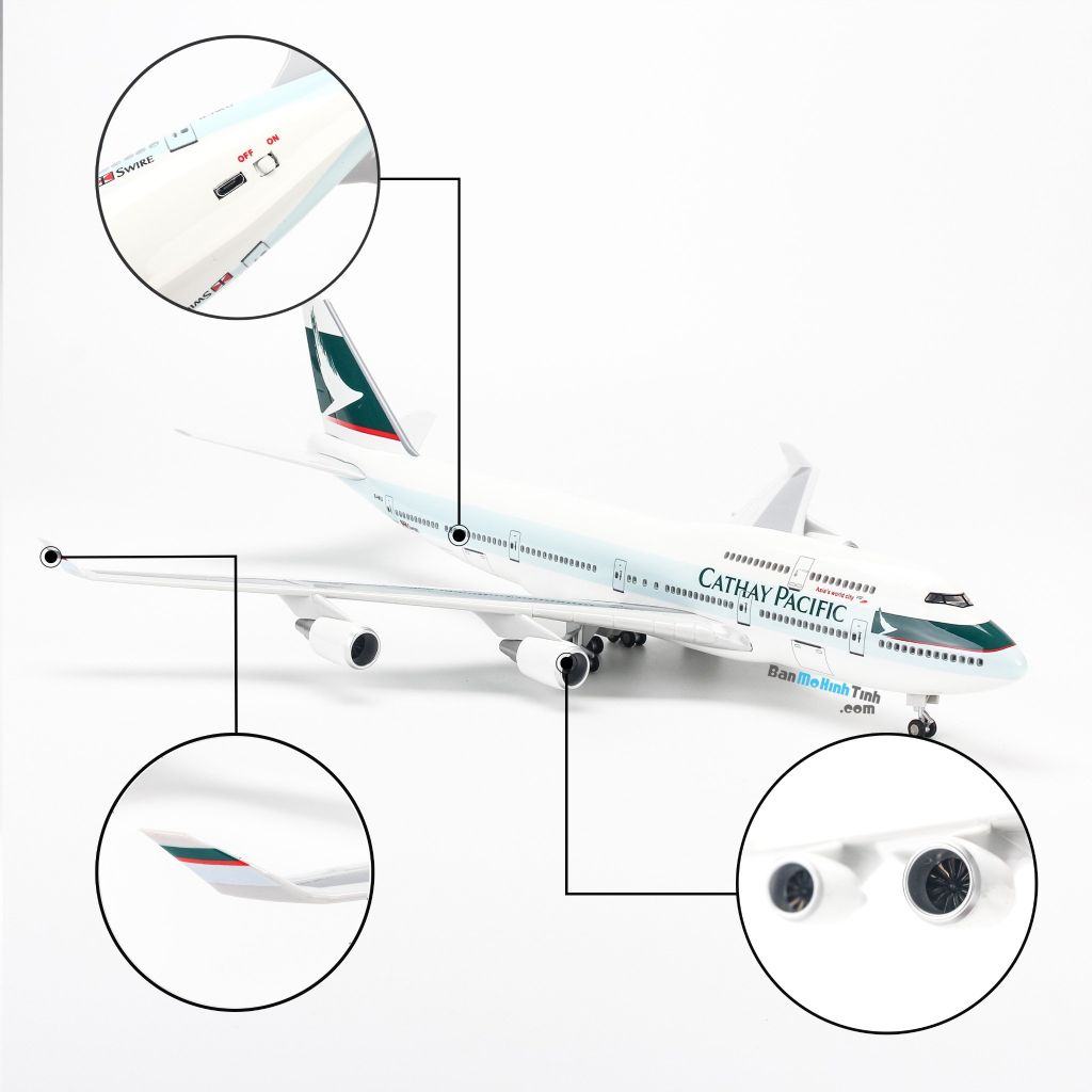 Mô hình máy bay Cathay Pacific 47cm lắp ráp có đèn Everfly