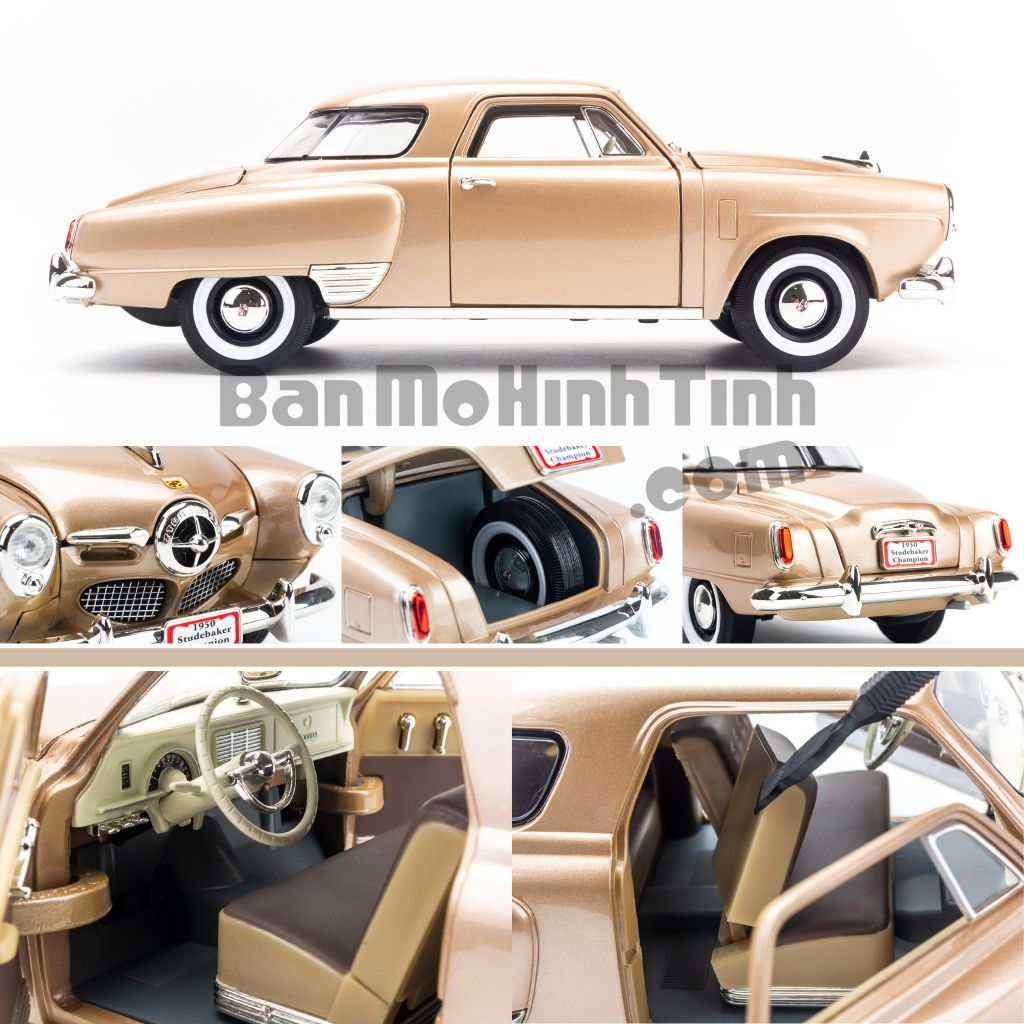 Mô hình xe Studebaker Champion 1950 1:18 Yat ming Gold (5)