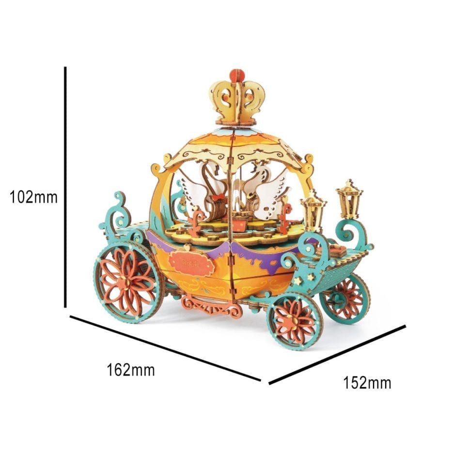 Mô hình gỗ lắp ráp 3D DIY Pumpkin Carriage Music Box (Hộp Nhạc Xe Bí Ngô) (Mixed Color) - Robotime  AM41 - WP005