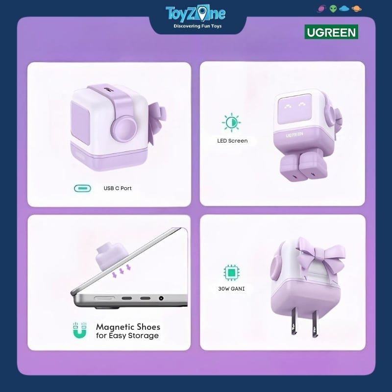 Củ Sạc Nhanh Nexode Robot 30W USB-C PD GaN Fast Charger UGREEN