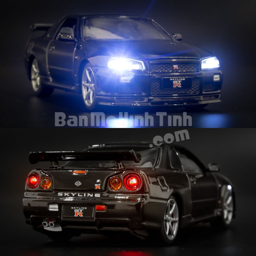 Mô hình xe Nissan Skyline GTR34 1:32 Jackiekim Black (3)