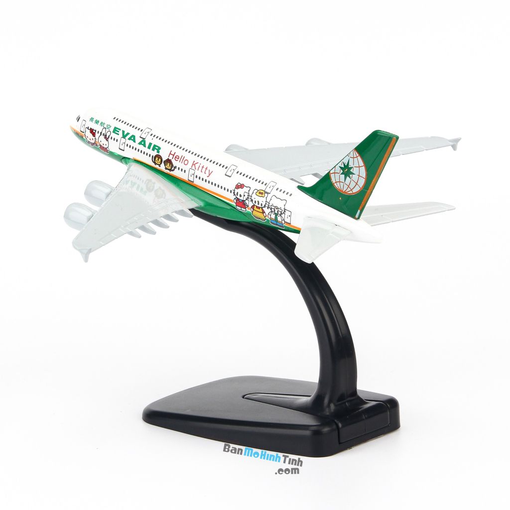 Mô hình máy bay tĩnh Eva Air Hello Kitty Green Airbus A380 16cm Everfly giá rẻ (5)