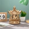Mô Hình Gỗ Lắp Ráp 3D Romantic Carousel (Hộp Nhạc Vòng Xoay Ngựa Gỗ) (Wood Color) - Robotime - AMK62