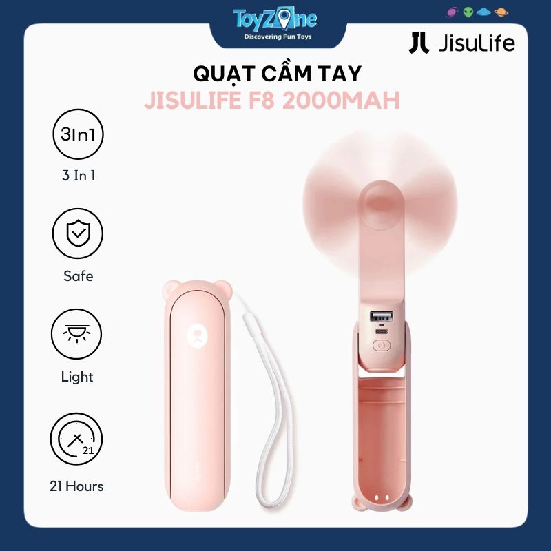 Quạt Cầm Tay Mini 3 Trong 1 Handheld Fan Life8 F8 2000mAh JISULIFE