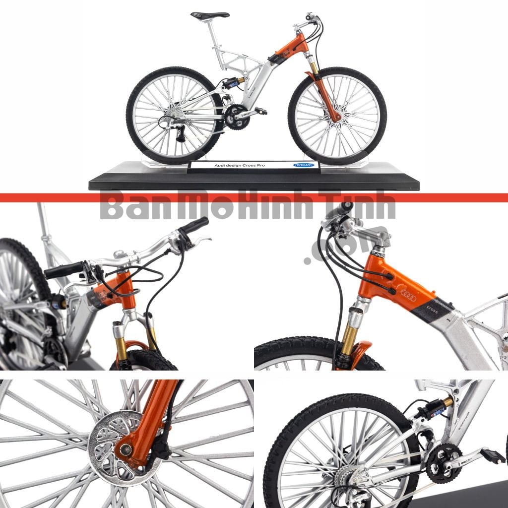 Mô hình xe đạp Audi Design Cross Pro 1:10 Welly Silver (3)