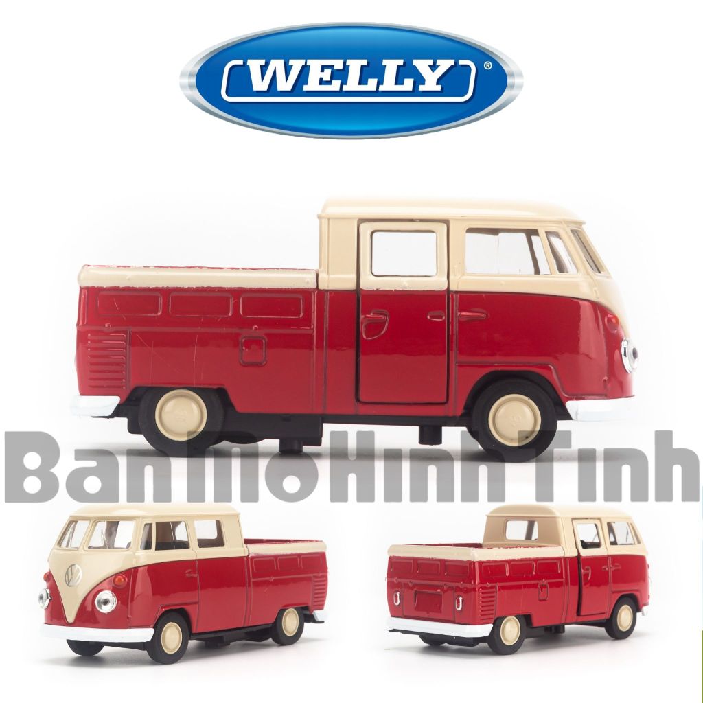 Mô hình xe Volkswagen Double Cabin Pick Up Convertible Red 1:36 Welly- 43603DT