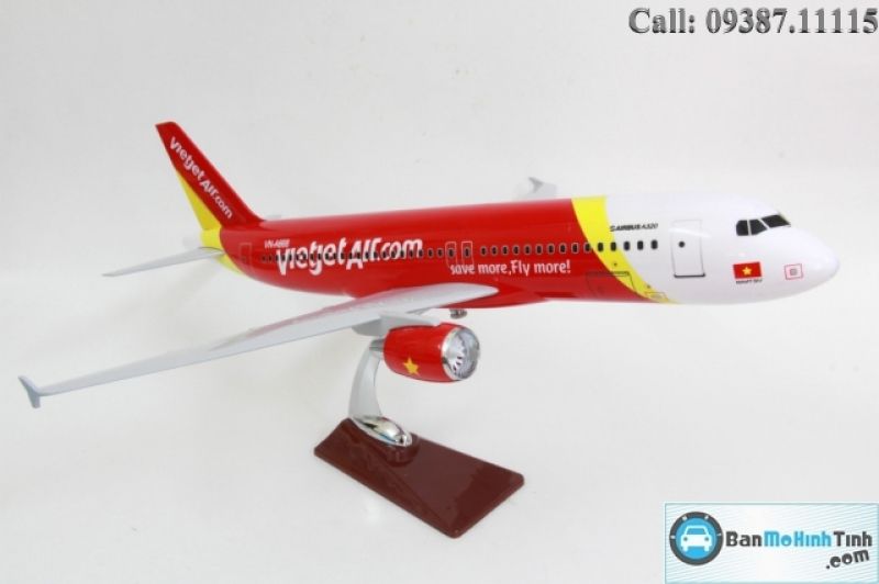  Mô hình máy bay Airbus A320 Vietjet Air 1:200 Everfly 45cm - VG93 