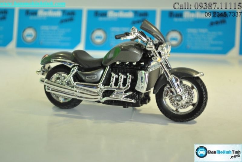  Mô hình xe mô tô  Triumph Rocket III Met Grey 1:18 Burago 