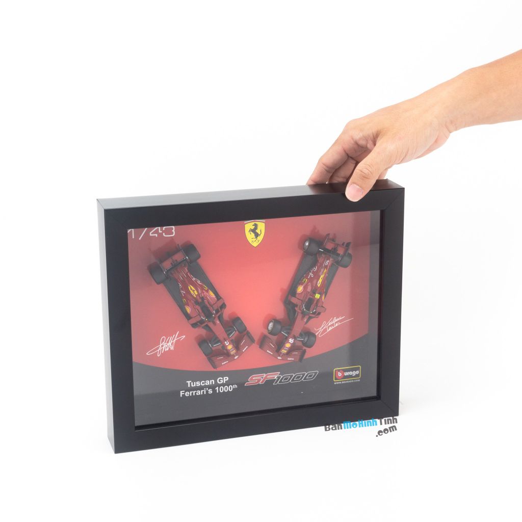 Khung tranh mô hình xe Ferrari F1 2019 SF1000 Dual Car Set S.Vettel 5 + C.Leclerc 16 1:43 Bburago - 18-36827