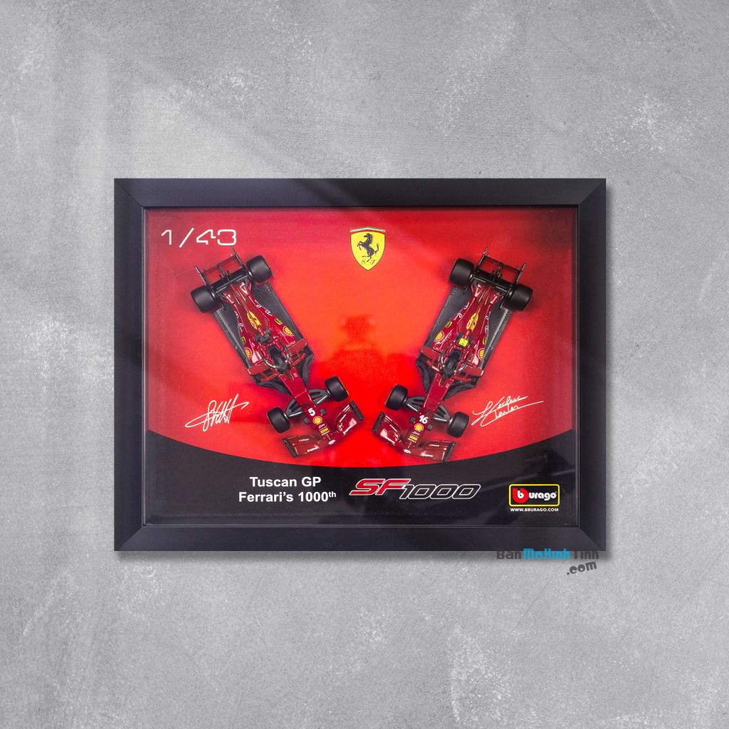 Khung tranh mô hình xe Ferrari F1 2019 SF1000 Dual Car Set S.Vettel 5 + C.Leclerc 16 1:43 Bburago - 18-36827