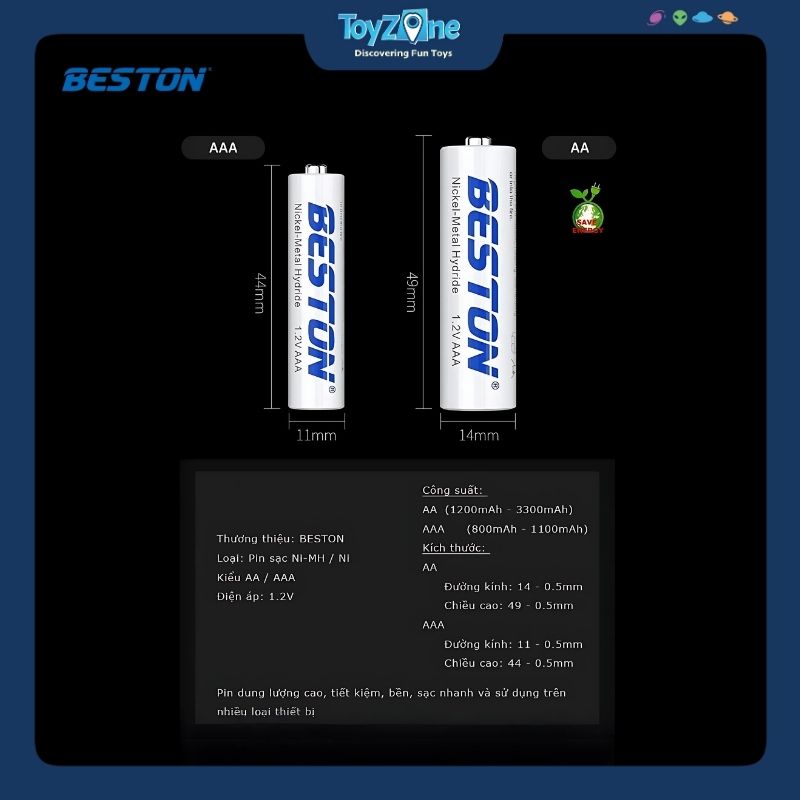 Viên pin sạc AA 1.2V – 2000mAh BESTON
