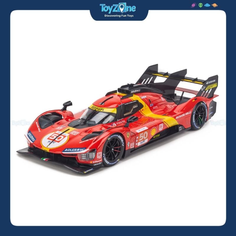 Mô hình xe Ferrari 499P Hypercar AF Corse Winner 2023 Le Mans 1:18 Bburago