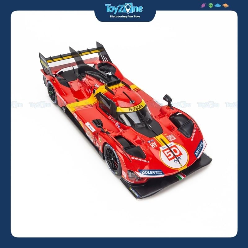 Mô hình xe Ferrari 499P Hypercar AF Corse Winner 2023 Le Mans 1:18 Bburago