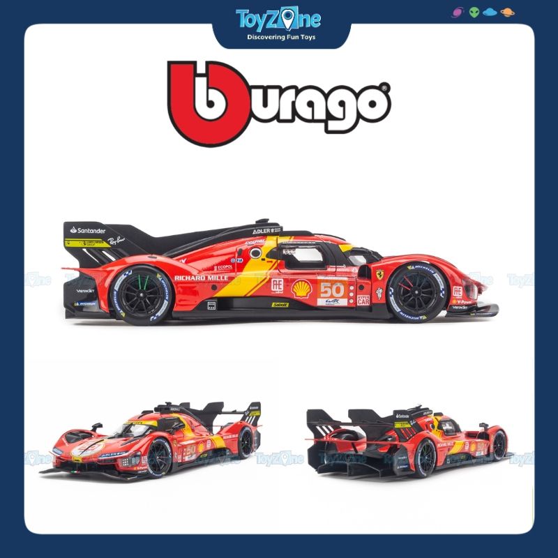 Mô hình xe Ferrari 499P Hypercar AF Corse Winner 2023 Le Mans 1:18 Bburago