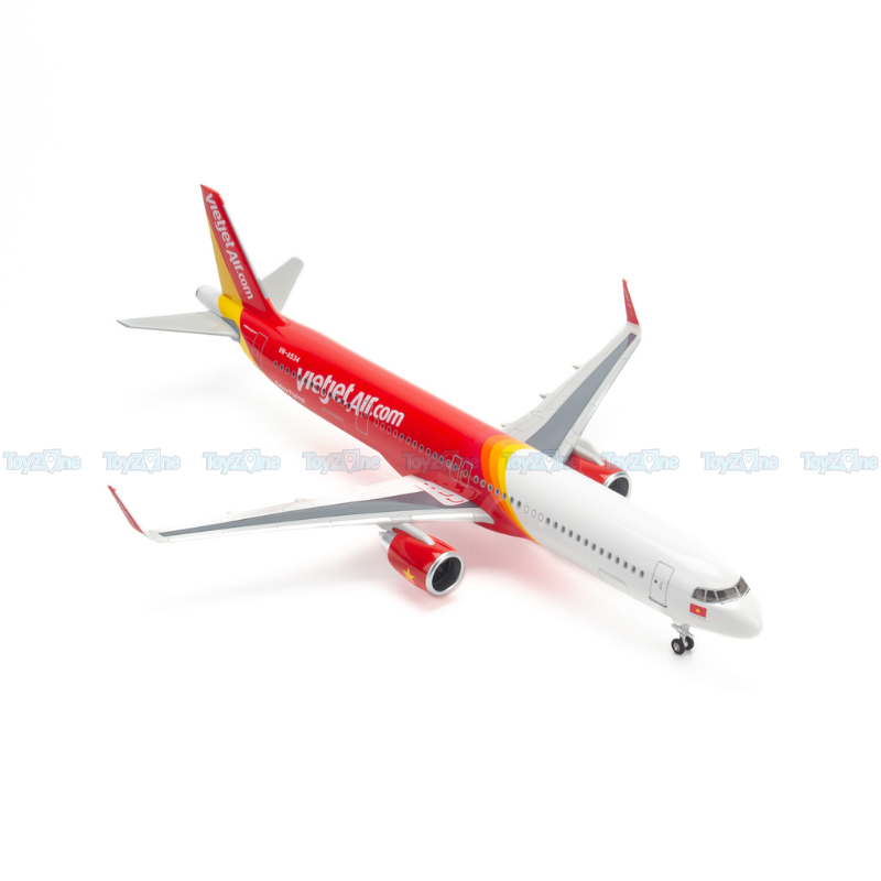Mô hình máy bay Airbus Vietjet Air 47cm lắp ráp có đèn Everfly VG93