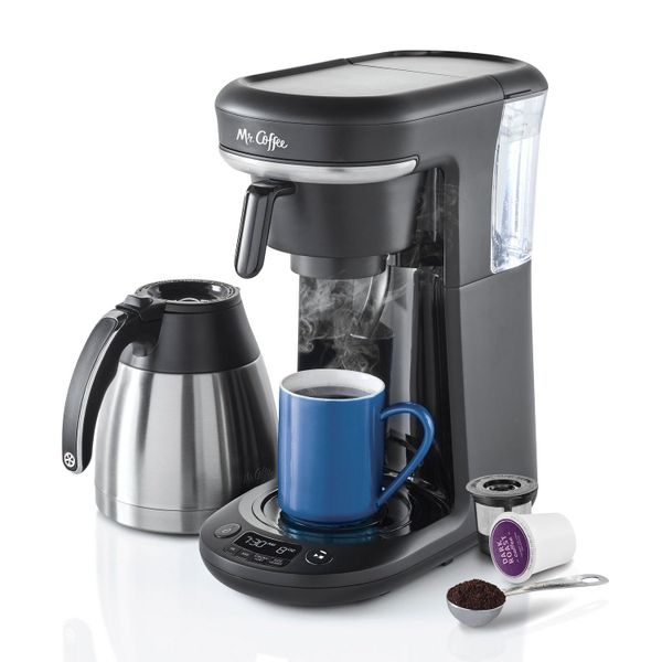 Máy Mr. Coffee Pod + 10-Cup Space-Saving Combo Brewer