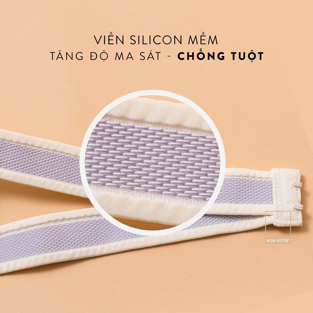 Áo lót mút vừa chất su phối ren không gọng màu trơn viền silicon chống tuột BOM SISTER A1156