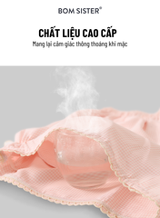 Bộ đồ ngủ, đồ mặc nhà nữ áo có tay quần đùi họa tiết đơn giản dễ thương BOM Sister MN2012