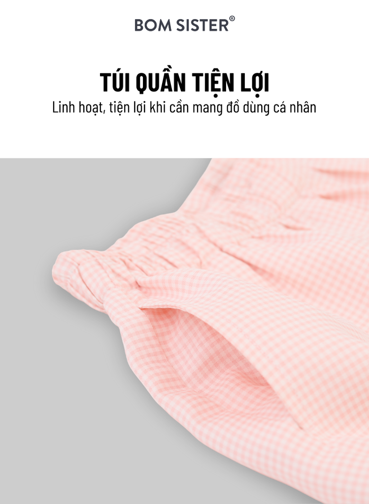 Bộ đồ ngủ, đồ mặc nhà nữ áo có tay quần đùi họa tiết đơn giản dễ thương BOM Sister MN2012