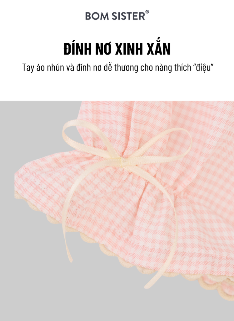 Bộ đồ ngủ, đồ mặc nhà nữ áo có tay quần đùi họa tiết đơn giản dễ thương BOM Sister MN2012