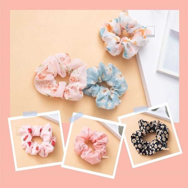 Phụ kiện thun cột tóc Scrunchies họa tiết dễ thương đáng yêu chất liệu mềm mại BOM SISTER PK1620