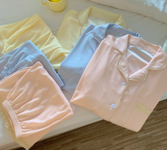 Set đồ ngủ pyjama áo ngắn tay, quần đùi viền ren DN4510