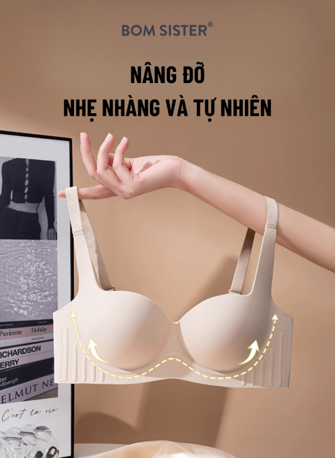 Áo lót chỉnh dáng, mặc áo dài su không gọng dây may liền BOM Sister MU2506