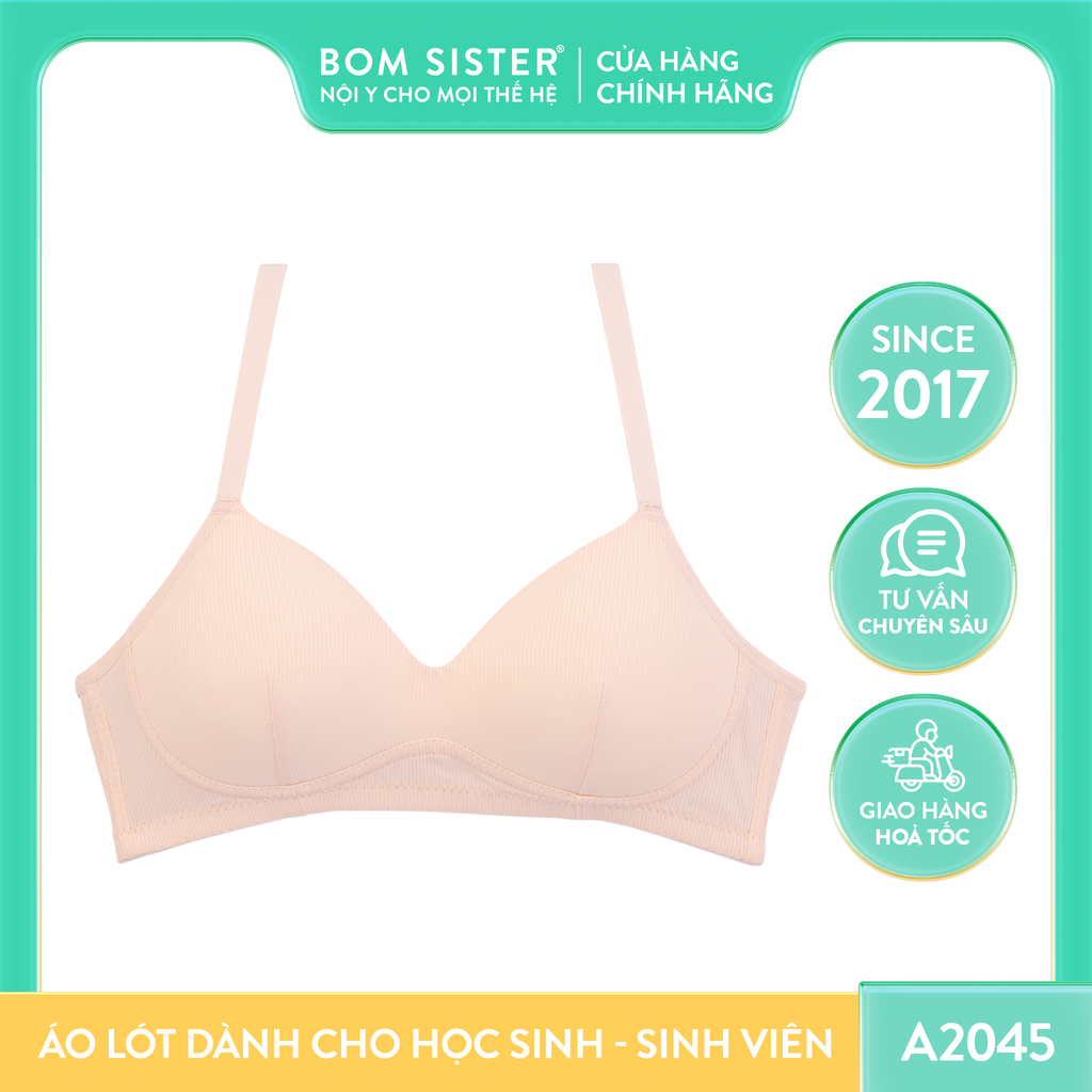 Áo lót học sinh không gọng mút mỏng cotton màu pastel BOM SISTER A2045