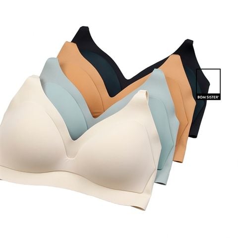 Áo lót mút mỏng không gọng chất su nâng ngực tự nhiên màu trơn BOM SISTER A2052
