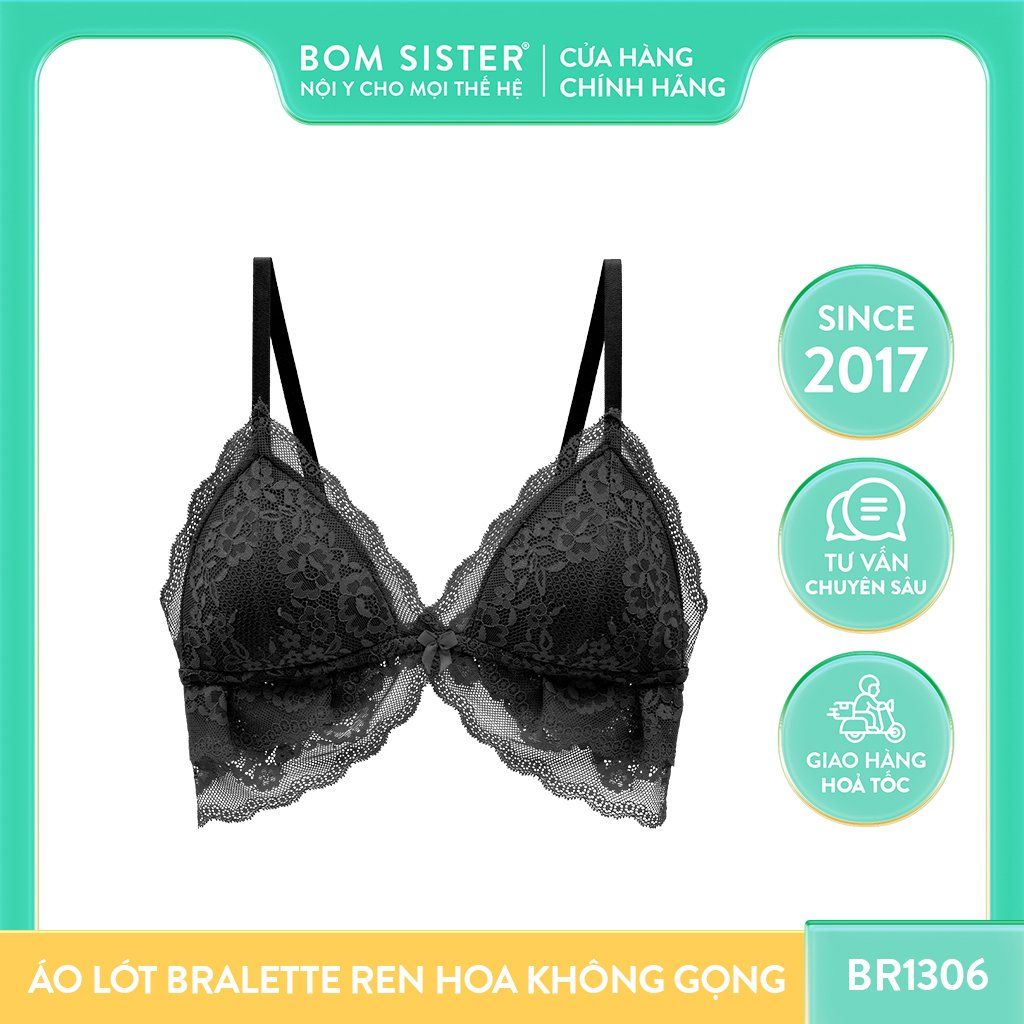 Áo lót bralette ren hoa không gọng mút mỏng BOM SISTER BR1306