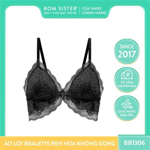 Áo lót bralette ren hoa không gọng mút mỏng BOM SISTER BR1306