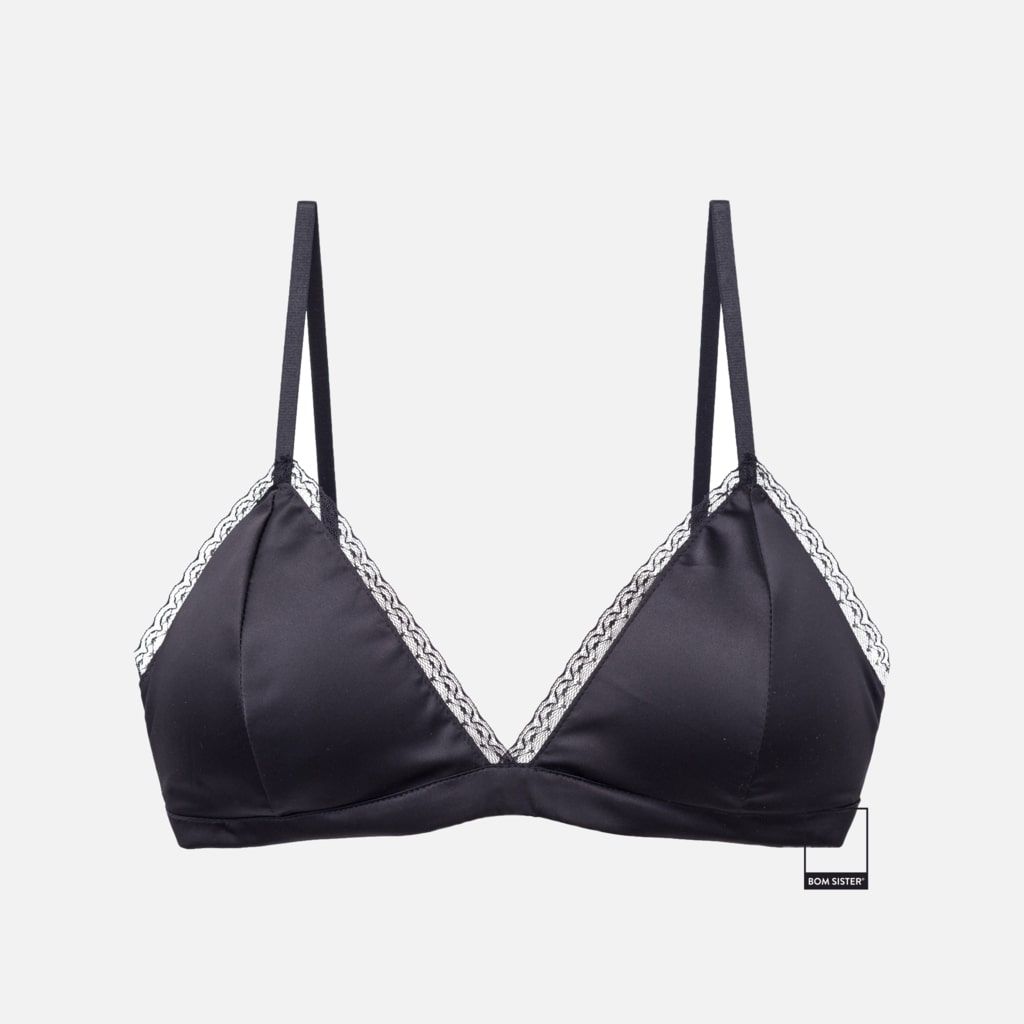 Bralette Munii mút mỏng chất satin viền ren lưng mảnh BR411