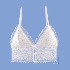 Bralette Munii Crop dài chất ren hoa không kèm mút BR9410