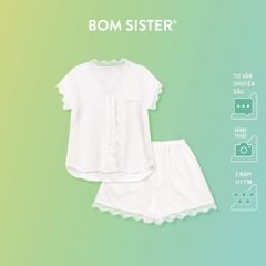 Set đồ ngủ áo ngắn tay quần đùi màu trơn BOM SISTER DN0110