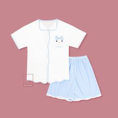 Set đồ ngủ pyjama áo ngắn tay quần đùi đính thỏ dễ thương DN2110