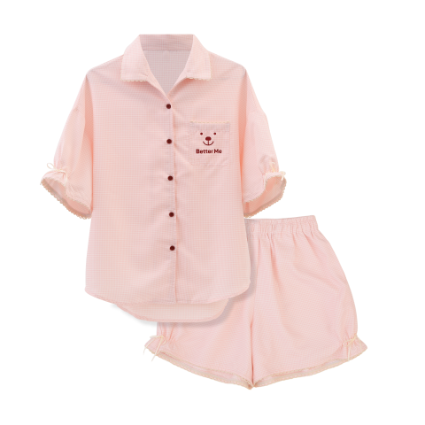 Bộ đồ ngủ, đồ mặc nhà nữ áo có tay quần đùi họa tiết đơn giản dễ thương BOM Sister MN2012