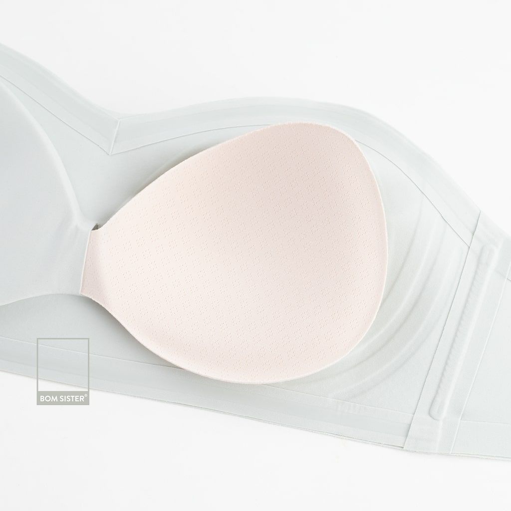Áo ngực quây mút mỏng không dây su đúc màu trơn viền silicon chống tuột mút tháo rời MU5004