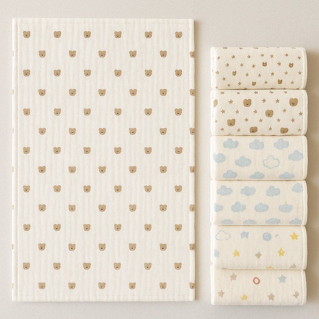Khăn Vải Muslin Họa Tiết Gấu – Dịu Nhẹ Cho Làn Da Nhạy Cảm - Munii Z2082