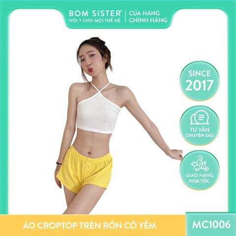 Áo croptop cổ yếm vải mềm mịn co giãn đa dạng màu BOM SISTER MC1006
